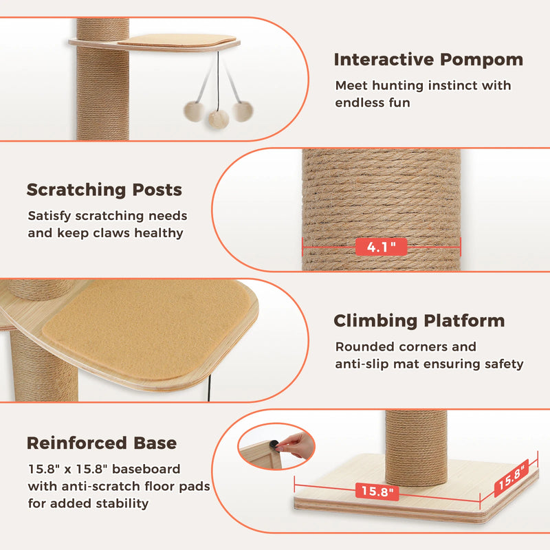 Modern Floor-to-Ceiling Adjustable Willow Wood Tower – 103in Vertical Sanctuary &amp; Acrylic Capsule