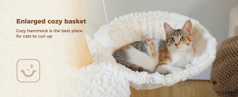 48 Inch Tall 4-Tier Solid Wood Cat Tower with Top Perch, Cozy Hammock and Cave