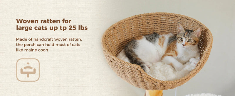 48 Inch Tall 4-Tier Solid Wood Cat Tower with Top Perch, Cozy Hammock and Cave