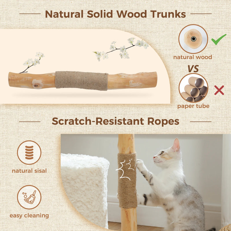 59 Inch Tall 5-Tier Wood Cat Tower with Perches and Ground-Level Cave