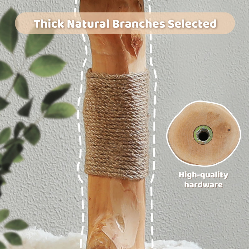59 Inch Tall 5-Tier Wood Cat Tower with Perches and Ground-Level Cave
