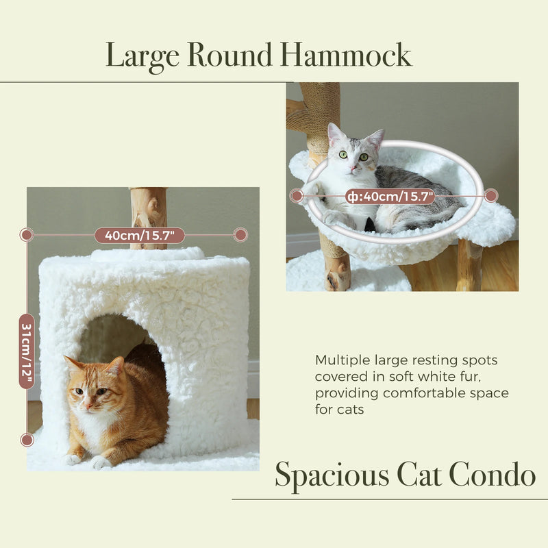 59 Inch Tall 5-Tier Wood Cat Tower with Perches and Ground-Level Cave