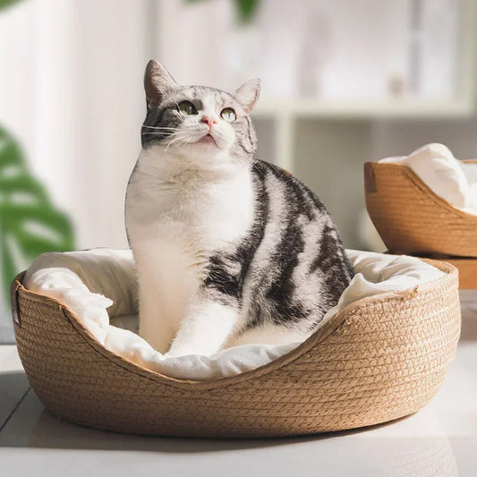 Hand-Woven Paper Rope Cat Nest