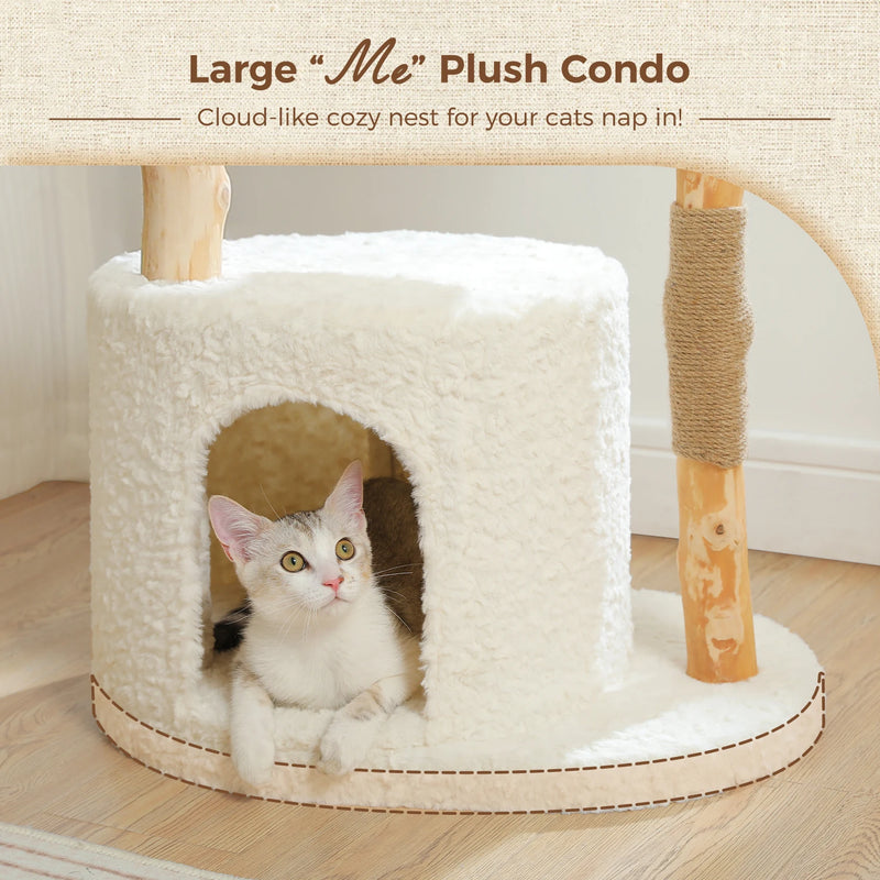 59 Inch Tall 5-Tier Wood Cat Tower with Perches and Ground-Level Cave